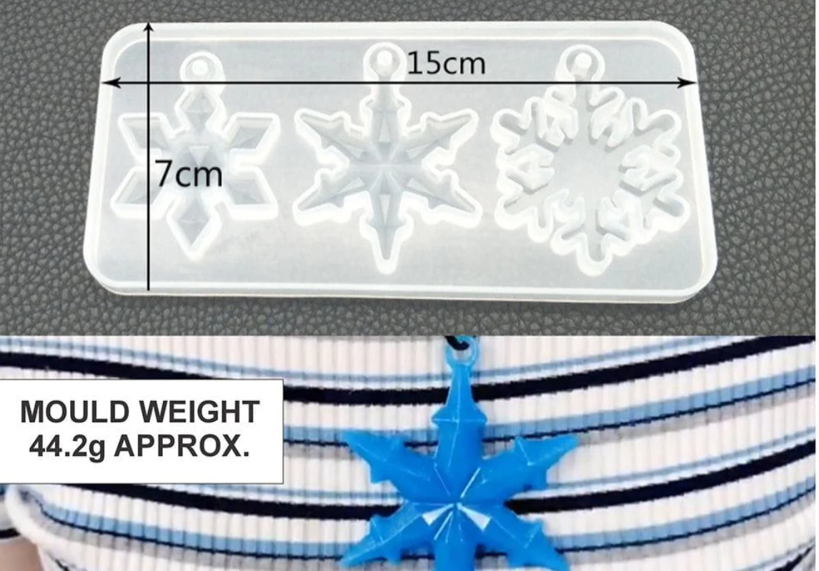 3 Cavity Snowflakes Pendant & Keychain Mould