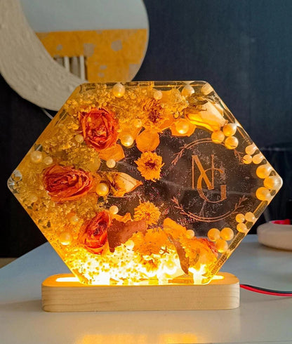 8" Hexagon Preservation Frame with LED - PurelyJid